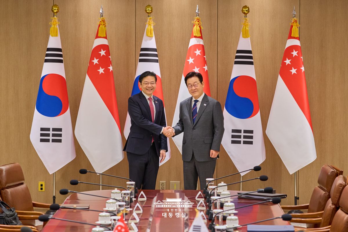 한국·싱가포르 정상회담 및 공동언론발표 사진
