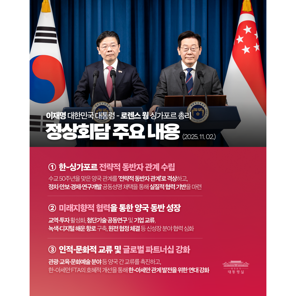 한-싱가포르 정상회담 주요 내용을 보고드립니다 썸네일